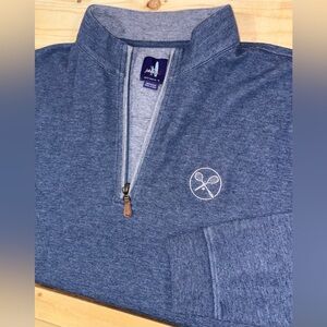 JOHNNIE-O Blue Medium 1/4 Zip Long Sleeve Men's Activewear Shirt Tennis Logo